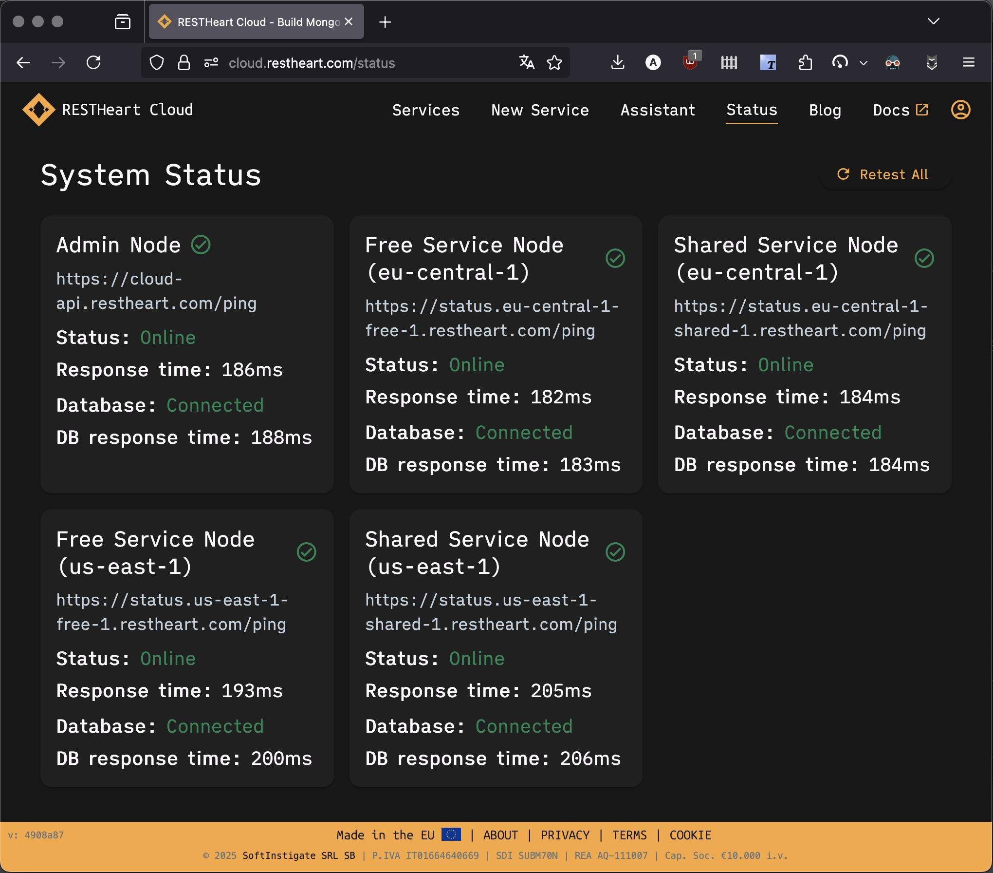 The RESTHeart Cloud Status Page: Transparency Matters