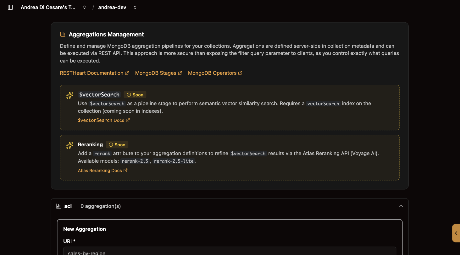 The Aggregations page
